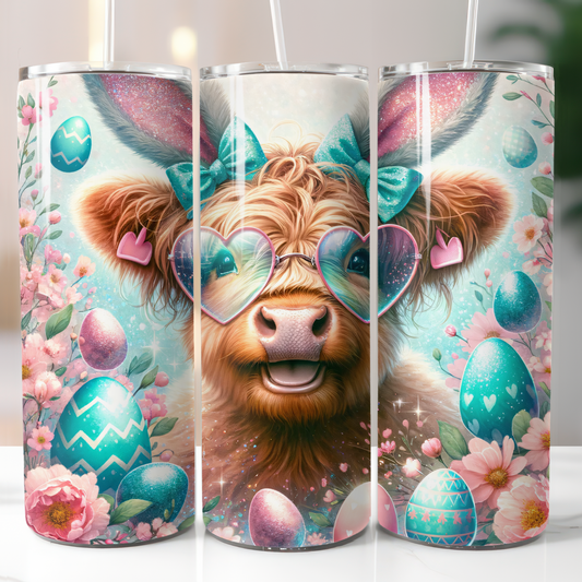 Easter Highland Cow, Sublimation Transfer