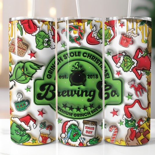 Grinch 3D Inflatable, Sublimation, Ready to Print, Ready To Press, Print Out Transfer, 20 oz, Skinny Tumbler Transfer, NOT A DIGITAL