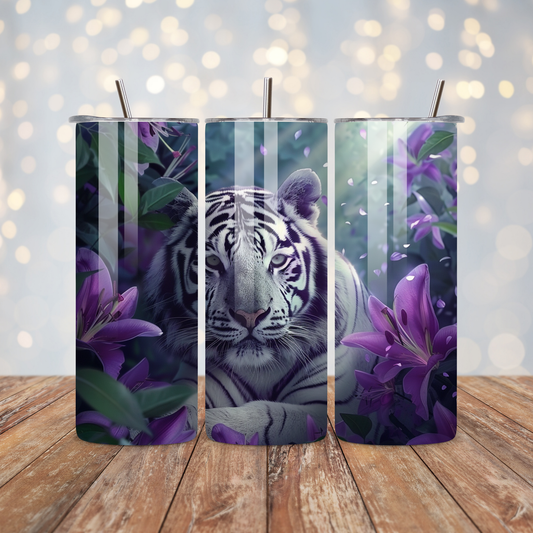 Tiger Purple Flowers Sublimation Transfer