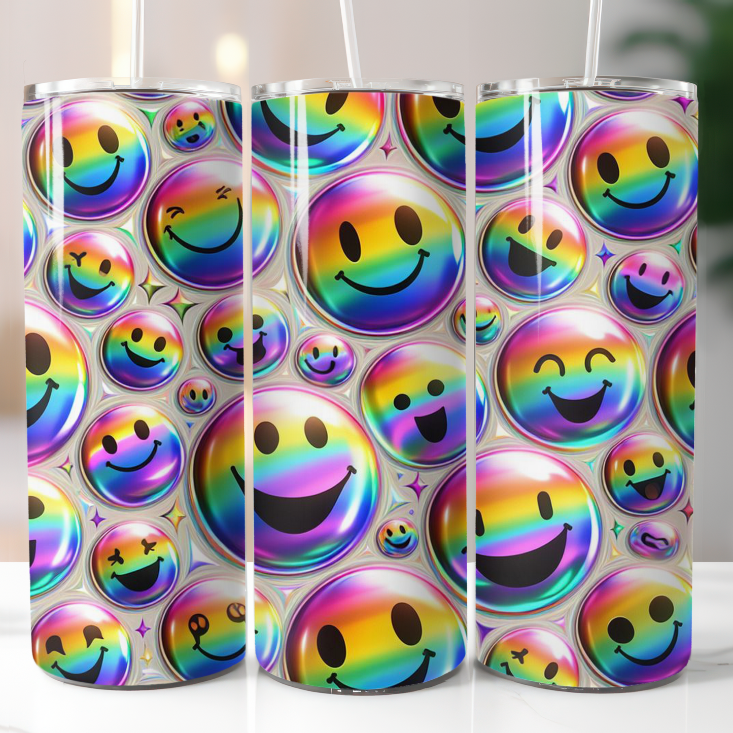 Rainbow Happy Face, Sublimation Transfer