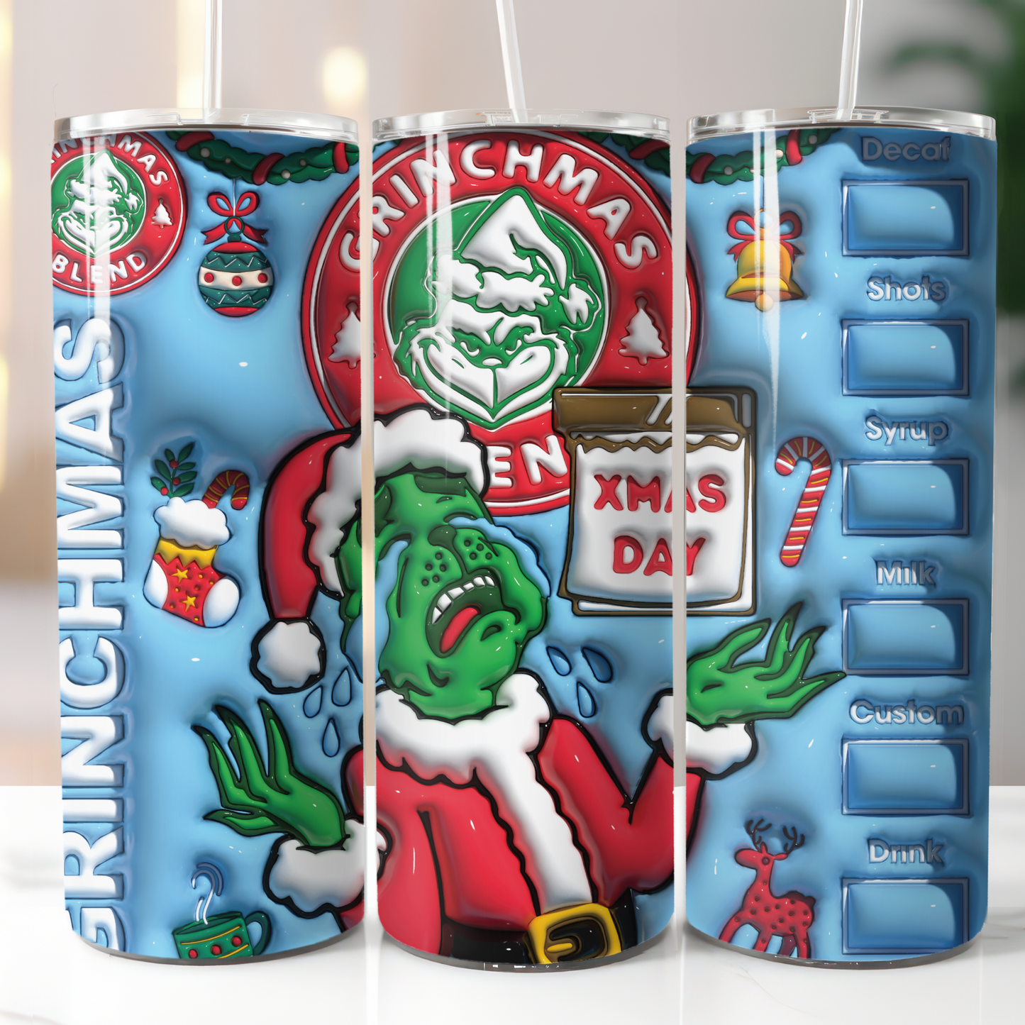 Grinch 3D Inflatable, Sublimation, Ready to Print, Ready To Press, Print Out Transfer, 20 oz, Skinny Tumbler Transfer, NOT A DIGITAL