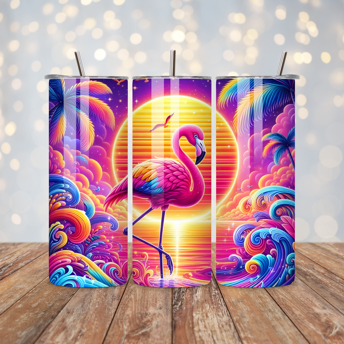 Pink Flamingo Sun Sublimation Transfer