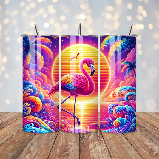 Pink Flamingo Sun Sublimation Transfer