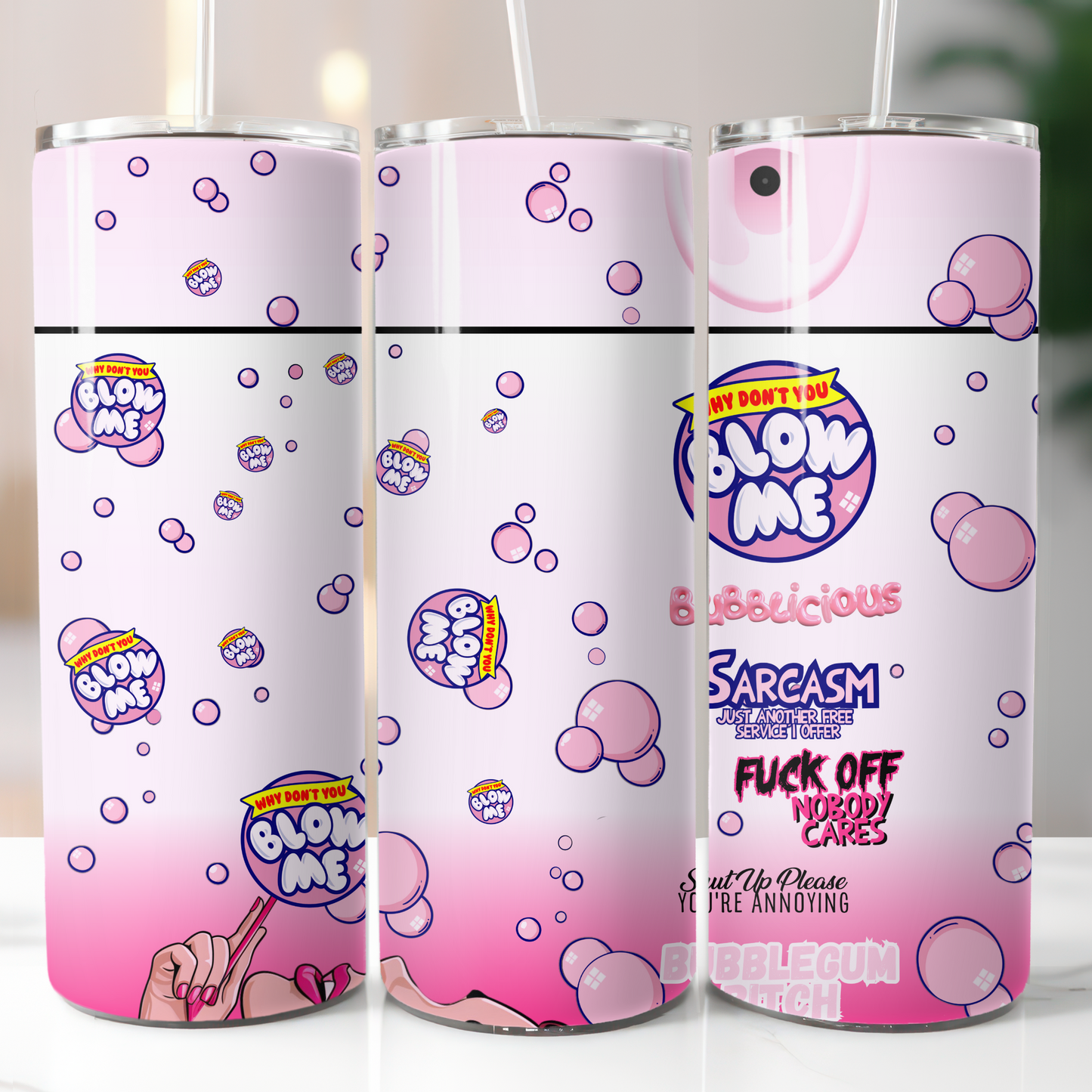 Blow Me Bubblicious, Sublimation, Ready to Print, Ready To Press, Print Out Transfer, 20 oz, Skinny Tumbler Transfer, NOT A DIGITAL