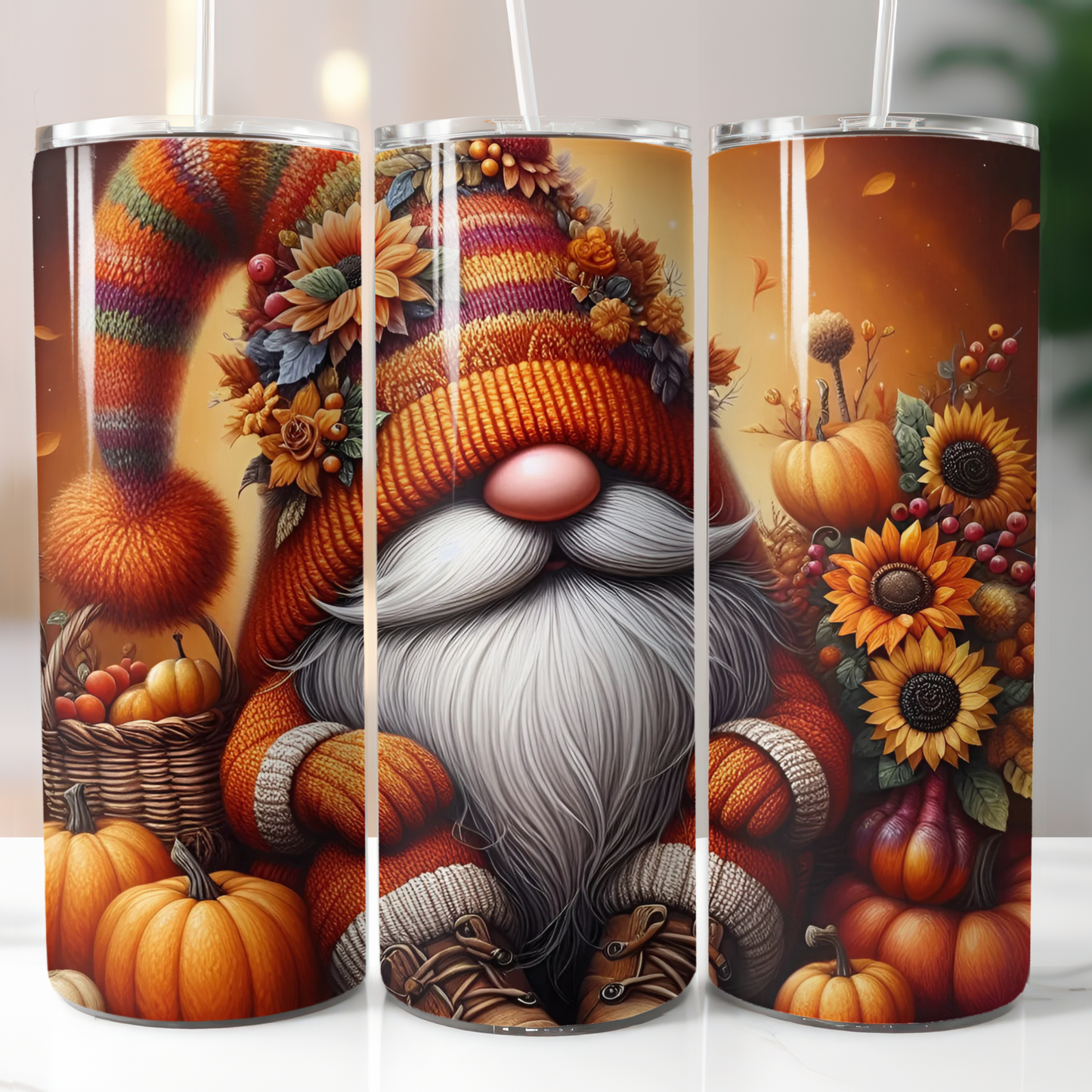 Fall Gnome Sunflowers Sublimation Transfer