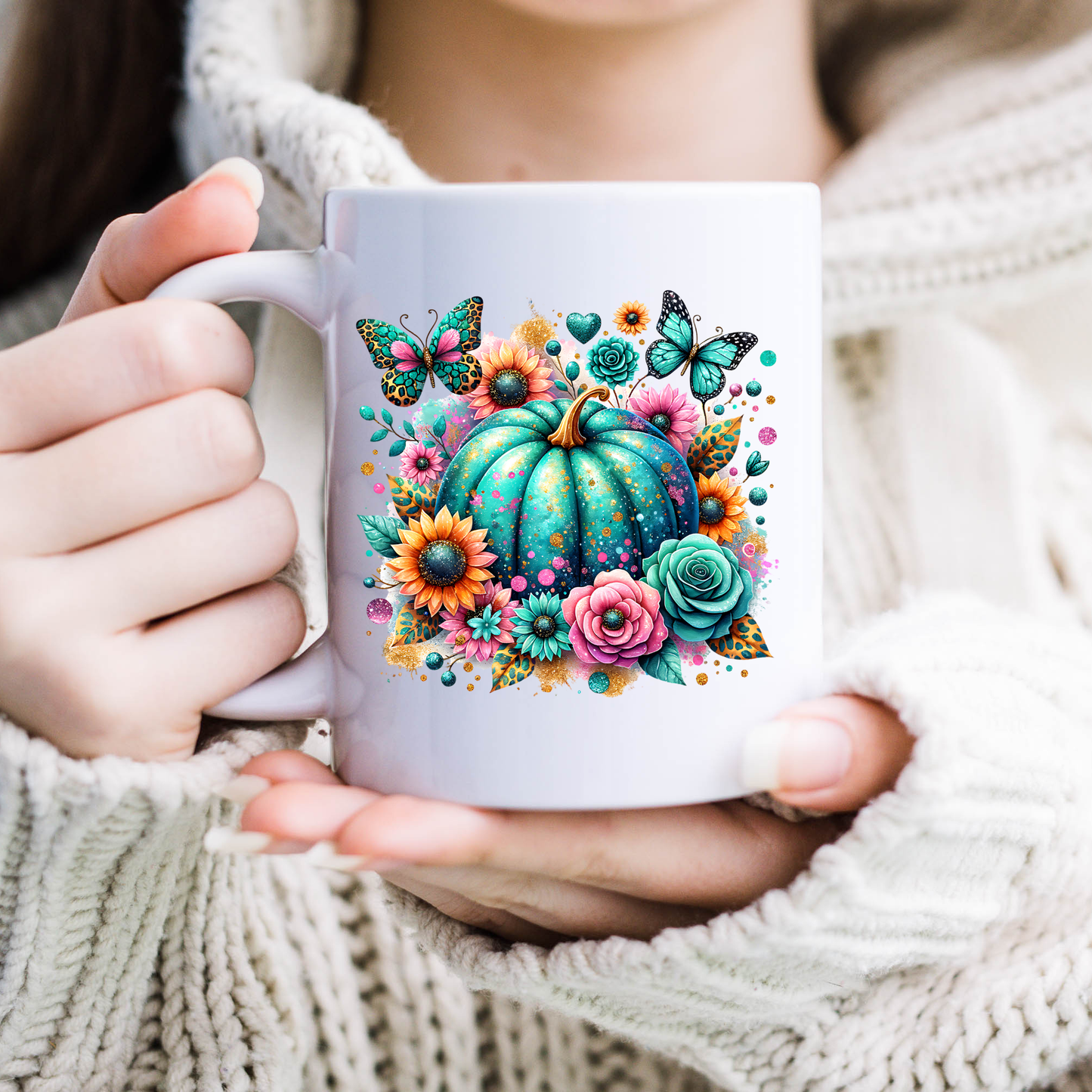 Fall Turquoise Pumpkin Mug