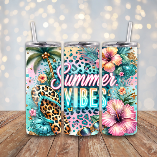 Summer Vibes Leopard Flip Flops Sublimation Transfers