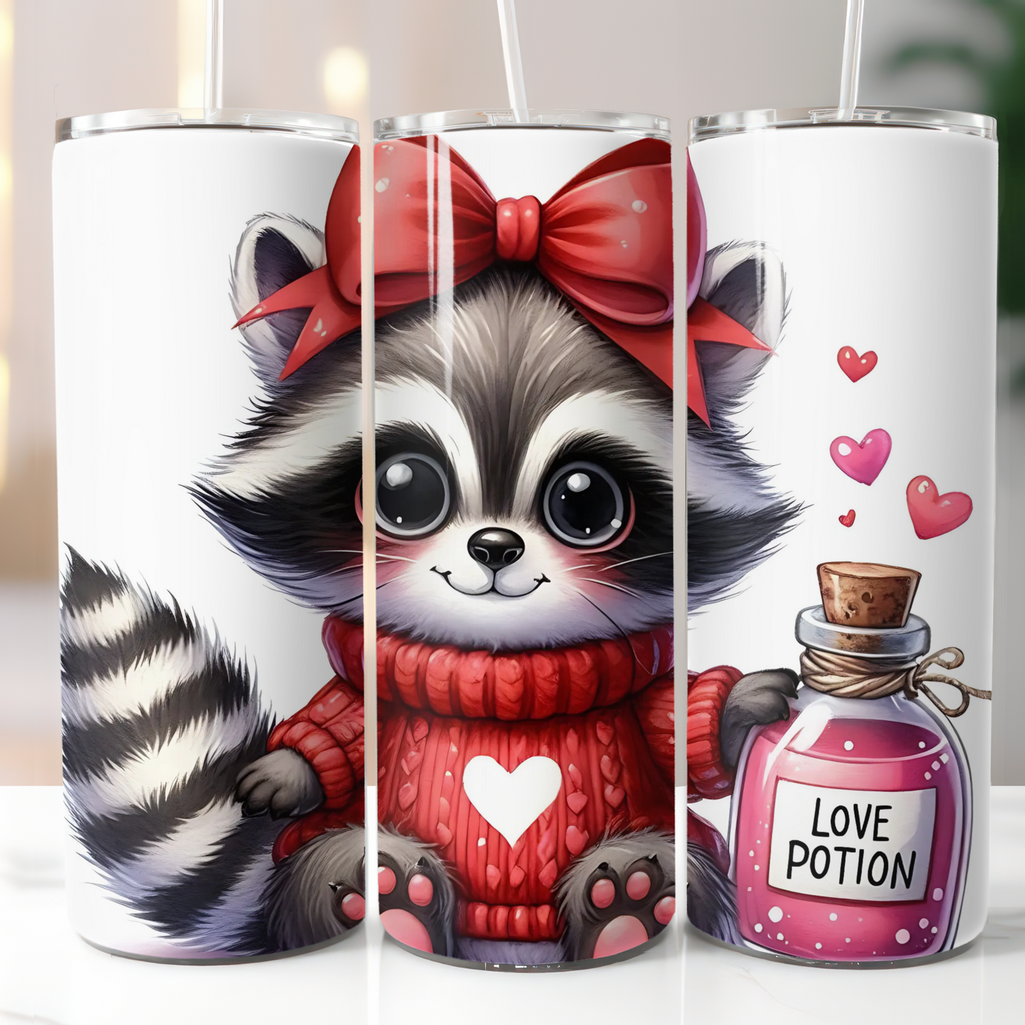 Raccoon Love Potion Red Sweater