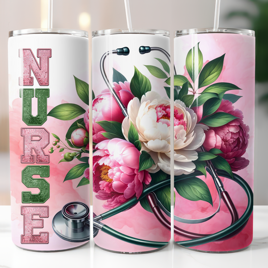 Nurse Pink Flowers, Sublimation Transfer