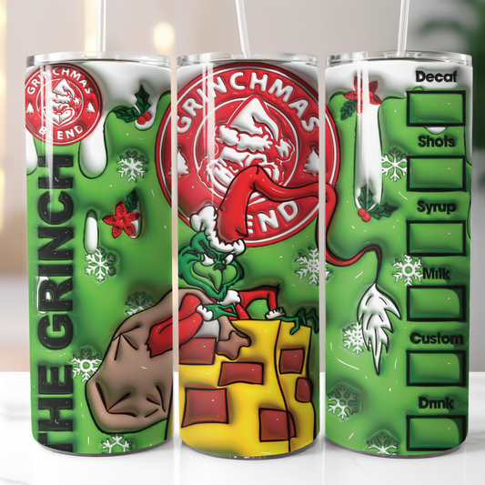 Grinch 3D Inflatable, Sublimation, Ready to Print, Ready To Press, Print Out Transfer, 20 oz, Skinny Tumbler Transfer, NOT A DIGITAL