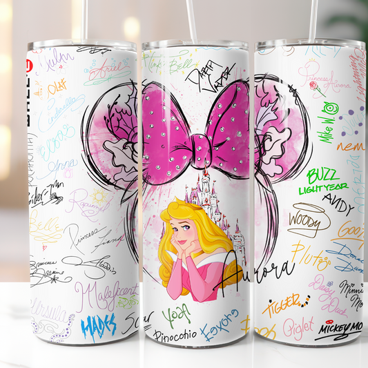 Disney Aurora Autograph, Sublimation, Ready to Print, Ready To Press, Print Out Transfer, 20 oz, Skinny Tumbler Transfer, NOT A DIGITAL