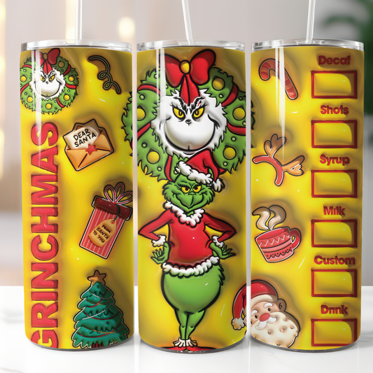 Grinch 3D Inflatable, Sublimation, Ready to Print, Ready To Press, Print Out Transfer, 20 oz, Skinny Tumbler Transfer, NOT A DIGITAL