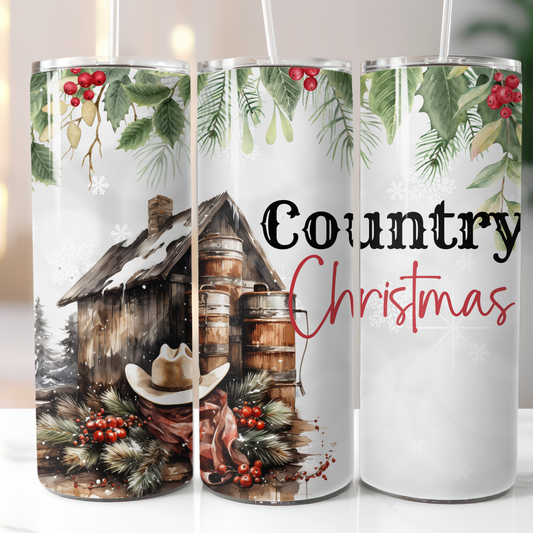 Country Christmas, Sublimation, Ready To Press, Print Out Transfer, 20 oz, Skinny Tumbler Transfer, NOT A DIGITAL