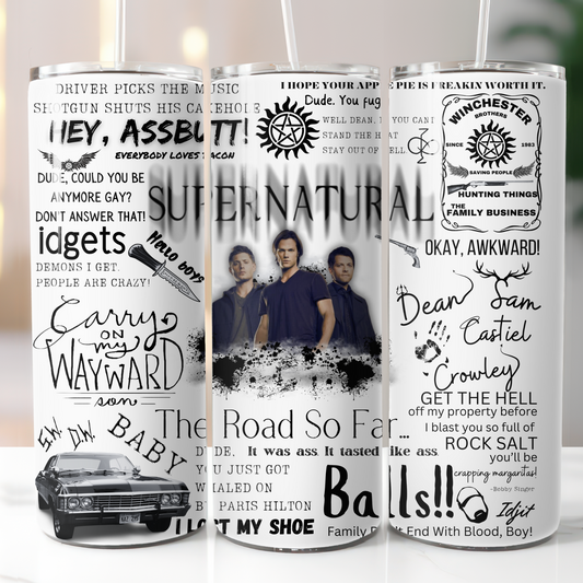 Supernatural , Sublimation, Ready To Press, Print Out Transfer, 20 oz, Skinny Tumbler Transfer, NOT A DIGITAL