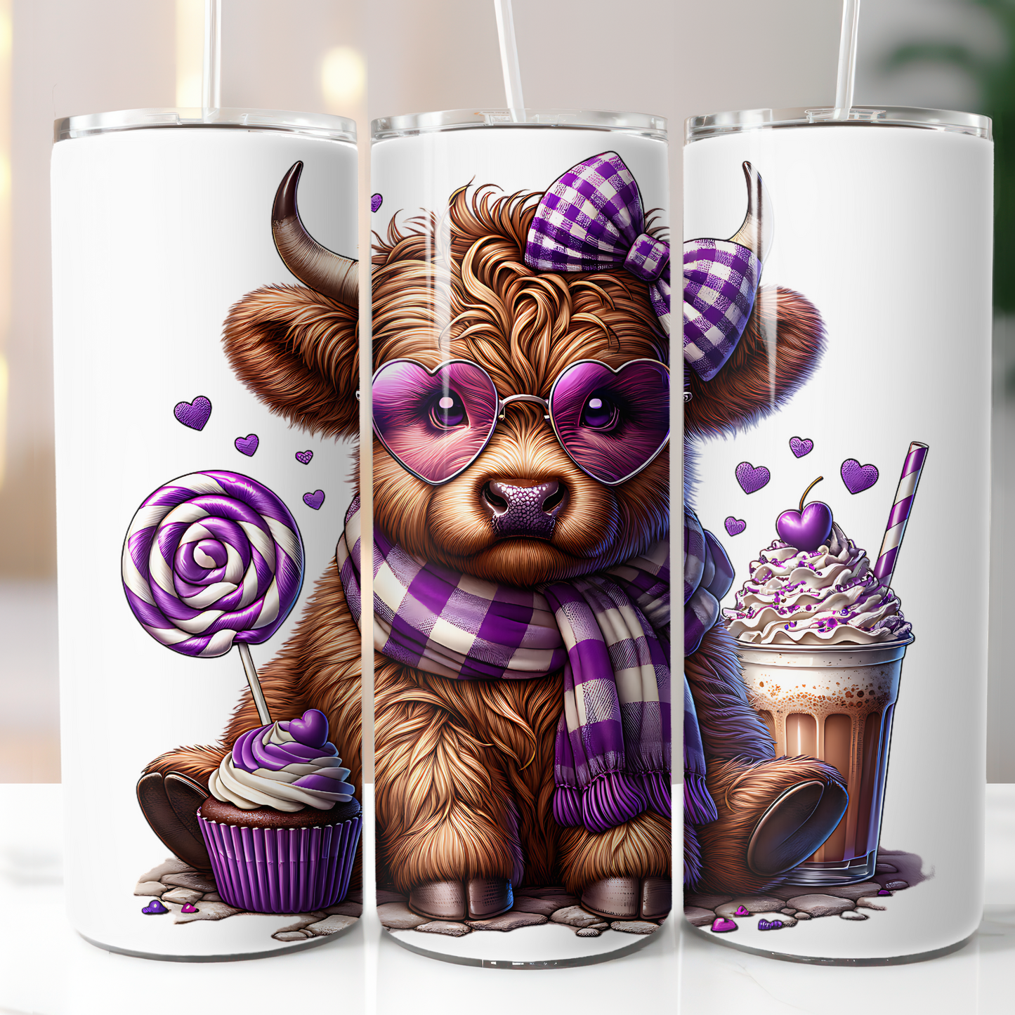Valentine Highland Cow, Sublimation Transfer