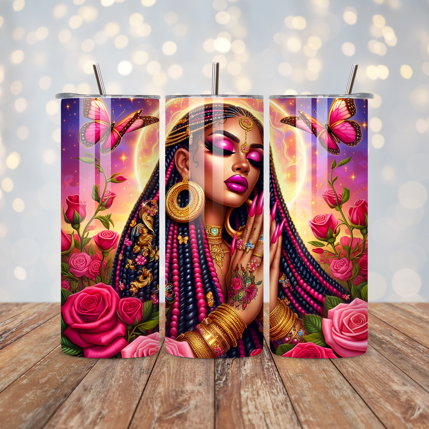 Black Woman Pink Braids Sublimation Transfer