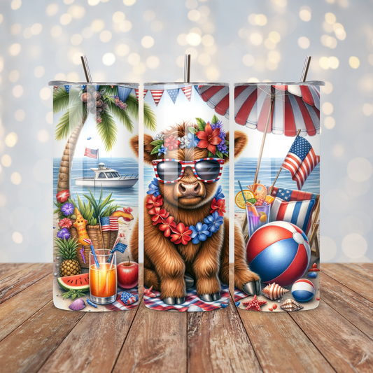 American Highland Cow Sublimation Transfer