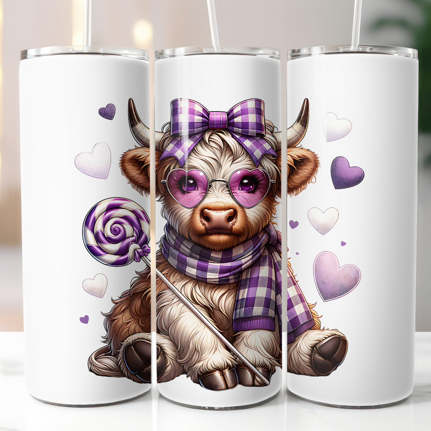 Valentine Highland Cow, Sublimation Transfer
