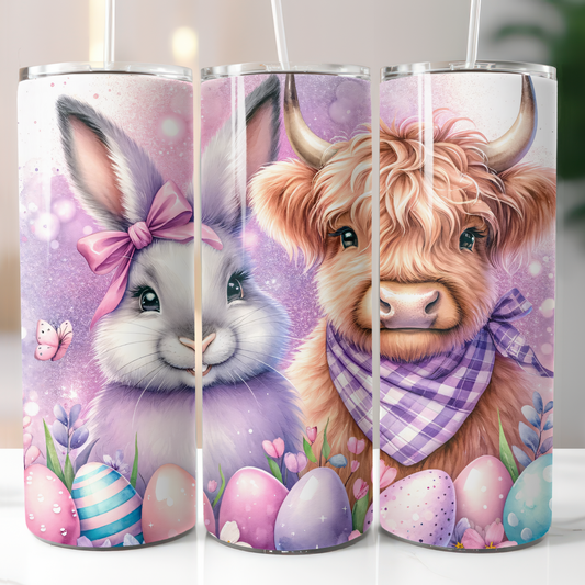 Easter Rabbit and Highland Cow, Sublimation Transfer
