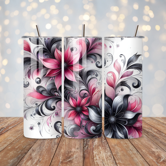 Black and Pink Flowers Sublimation Transfer
