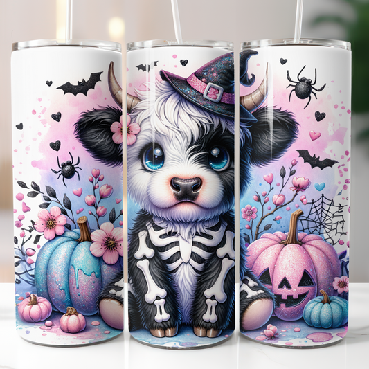 Halloween Highland Black and White Cow, Sublimation Prints