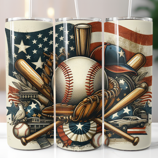 Baseball Bat American Flag, Sublimation Transfer