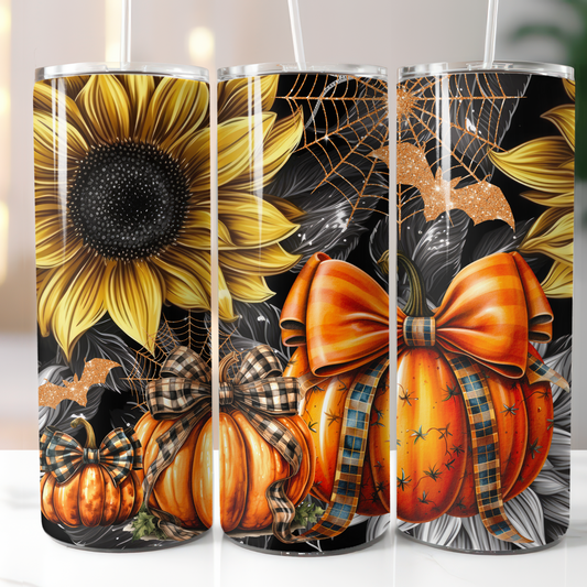 Fall Pumpkins Sunflower, Sublimation, Ready To Press, Print Out Transfer, 20 oz Skinny Tumbler Transfer, NOT A DIGITAL