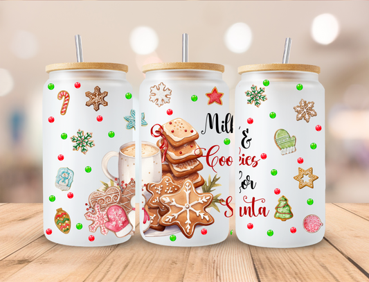 Christmas Milk and Cookies, Sublimation, Ready to Print, Ready To Press, Print Out Transfer, 16 oz Libbey Glass Transfer, NOT A DIGITAL