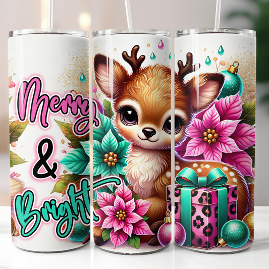 Merry and Bright Reindeer Sublimation Transfer