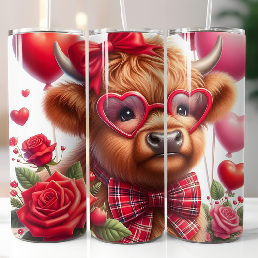 Valentine's Day Highland Cow, Sublimation Transfer