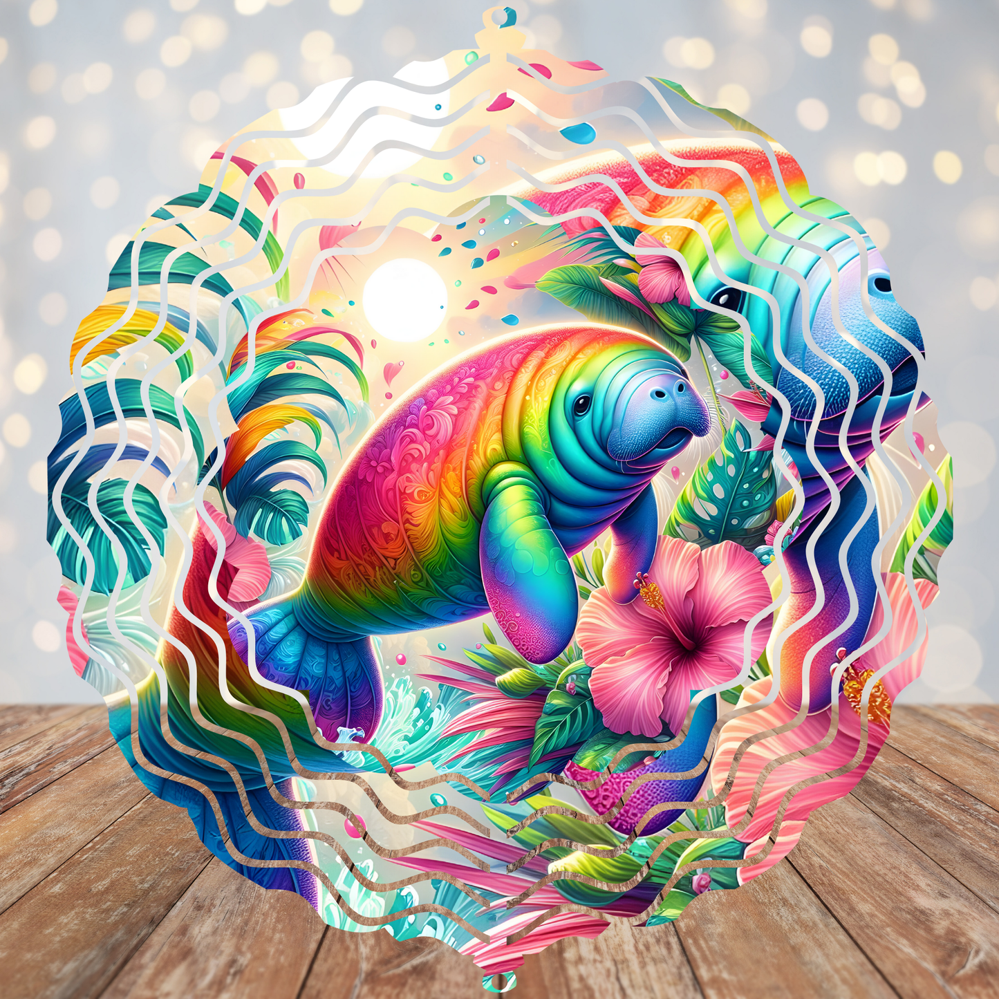 Rainbow Manatee Wind Spinner