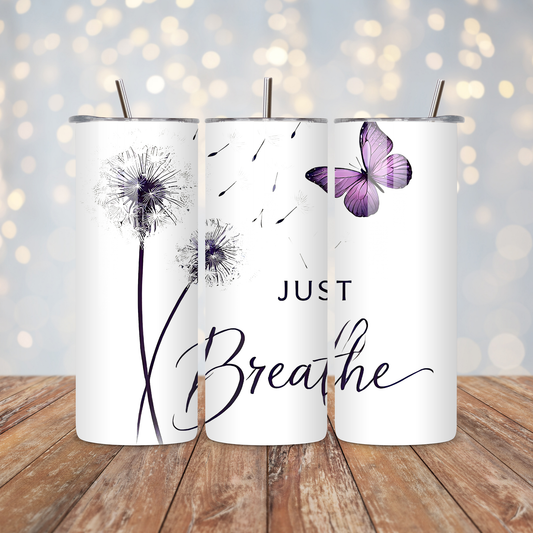 Just Breathe Purple Butterfly Sublimation Transfer
