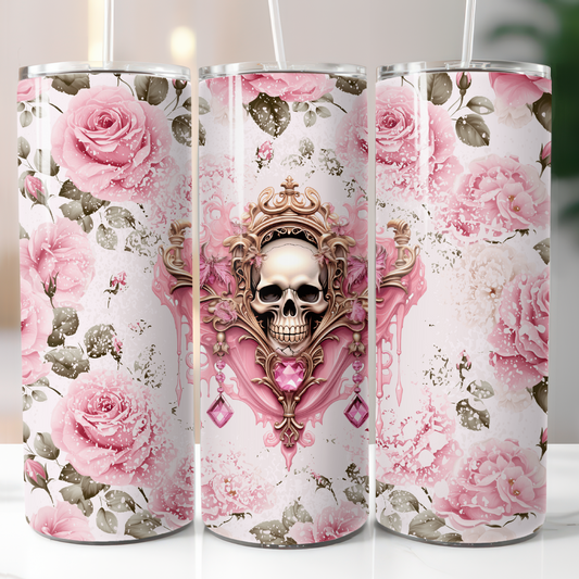 Pink Skull Floral, Sublimation Transfer