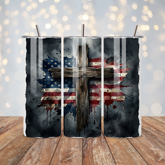American Flag Cross Sublimation Transfer