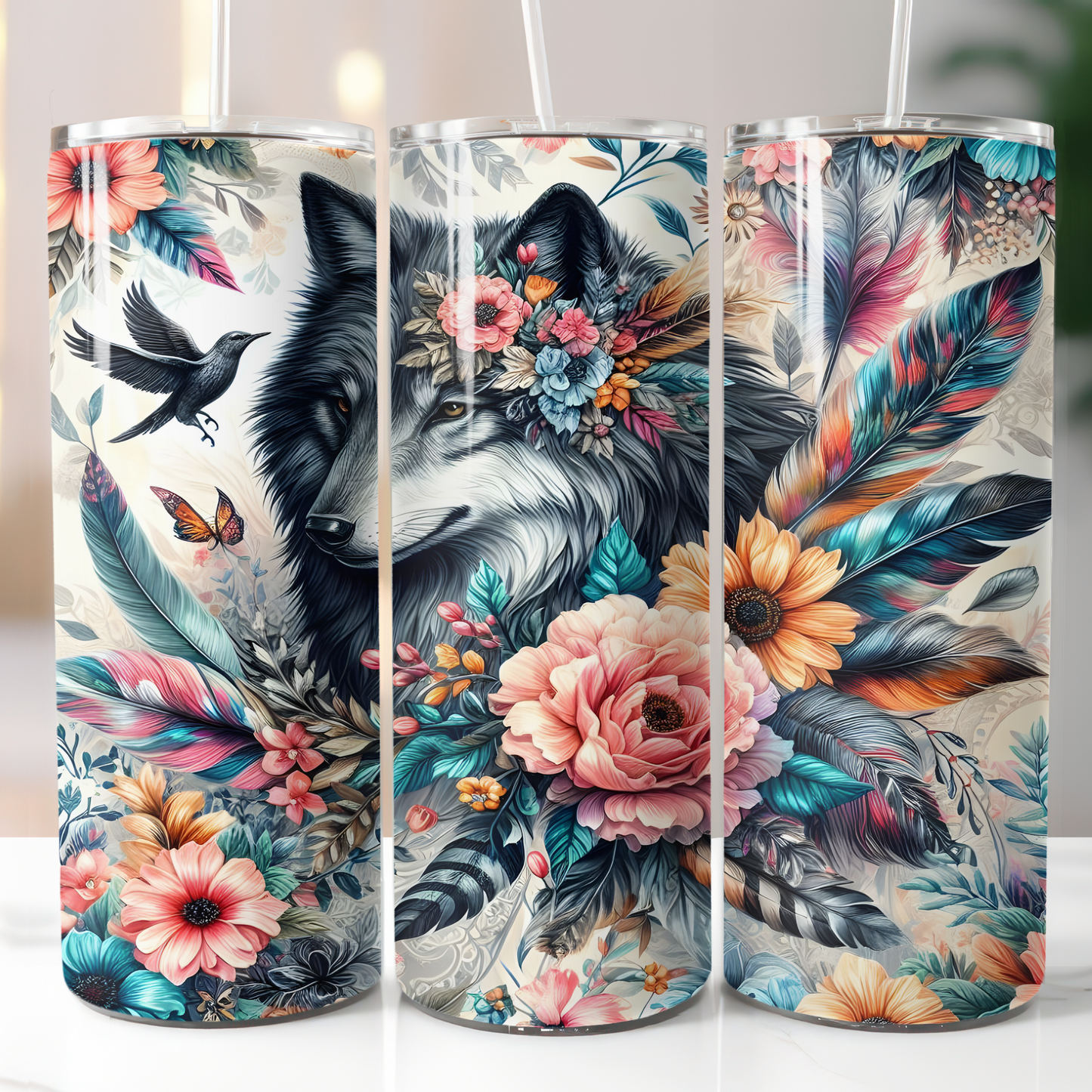 Floral Wolf Sublimation Transfer