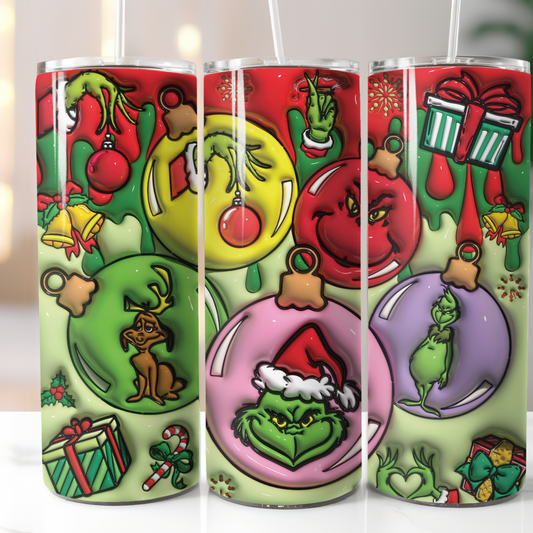 Grinch 3D Inflatable, Sublimation, Ready to Print, Ready To Press, Print Out Transfer, 20 oz, Skinny Tumbler Transfer, NOT A DIGITAL