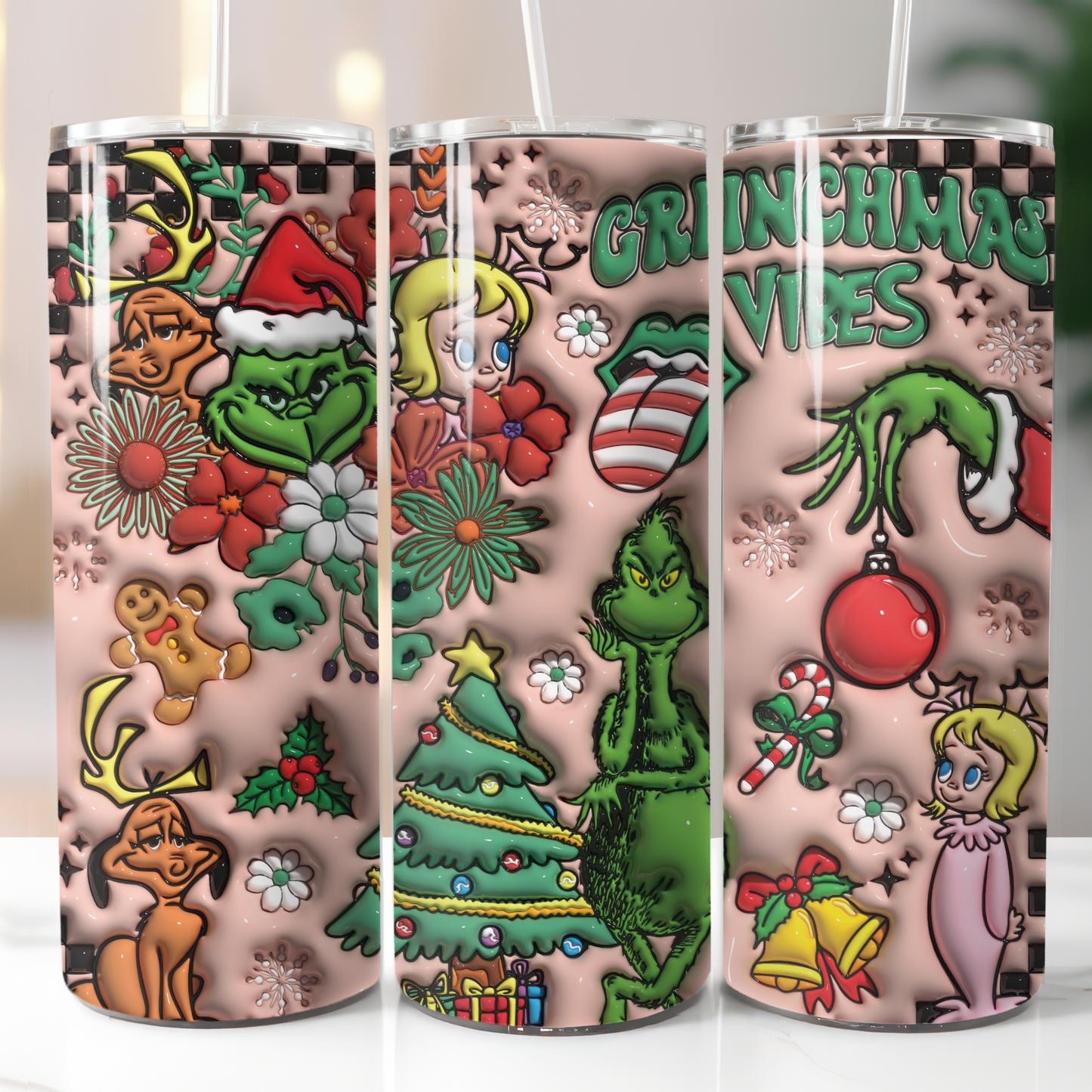 Grinch 3D Inflatable, Sublimation, Ready to Print, Ready To Press, Print Out Transfer, 20 oz, Skinny Tumbler Transfer, NOT A DIGITAL