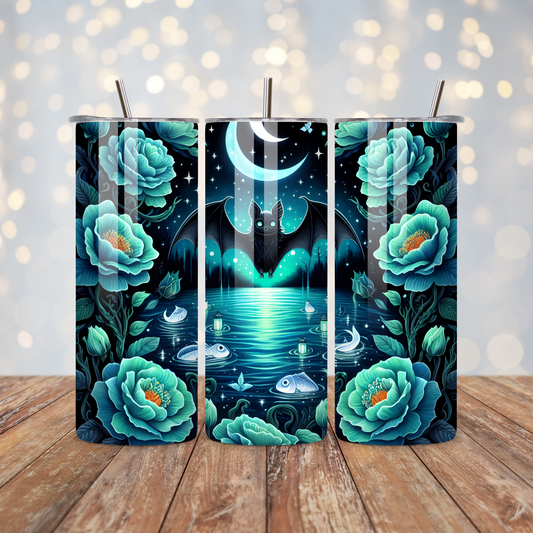 Teal Roses Bat Sublimation Transfer