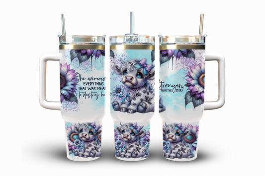 She Overcame Highland Cow Sublimation Transfer, 40 oz.