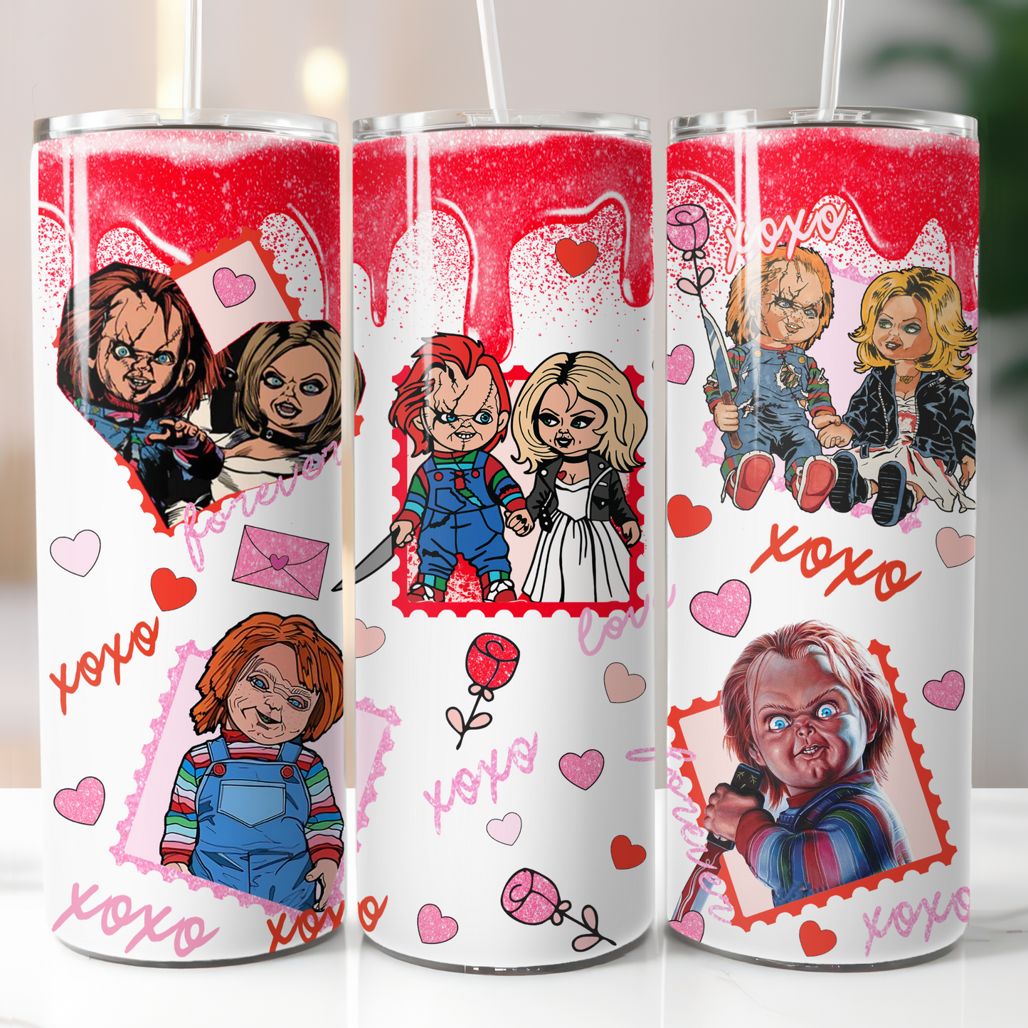 Horror Valentine's Day, Sublimation, Ready to Print, Ready To Press, Print Out Transfer, 20 oz, Skinny Tumbler Transfer, NOT A DIGITAL