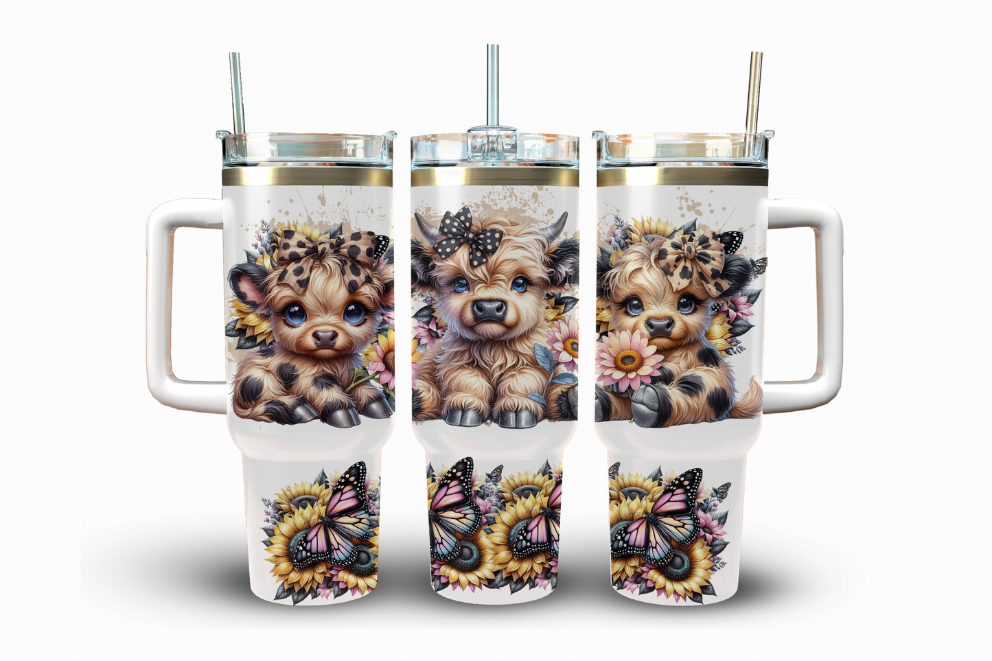 Highland Cow Sunflowers Sublimation Transfer, 40 oz.
