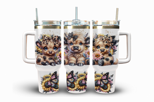 Highland Cow Sunflowers Sublimation Transfer, 40 oz.