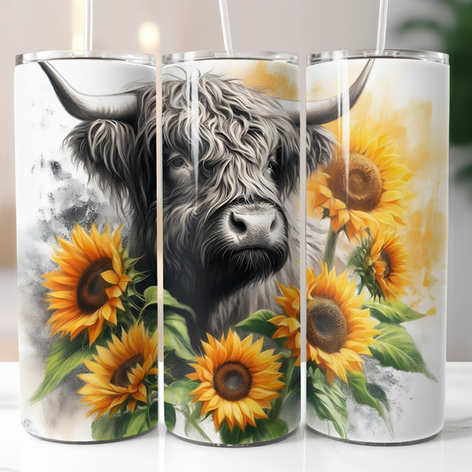 Highland Cow Sunflowers