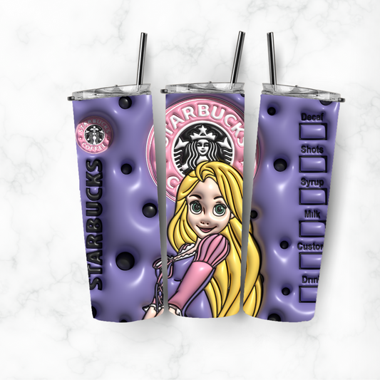 Coffee Rapunzel, Sublimation, Ready to Print, Ready To Press, Print Out Transfer, 20 oz, Skinny Tumbler Transfer, NOT A DIGITAL