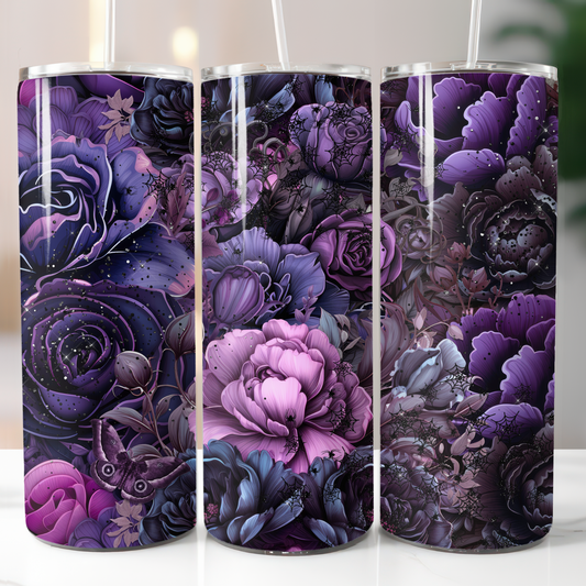 Purple Black Flowers Spiderwebs, Sublimation Transfer