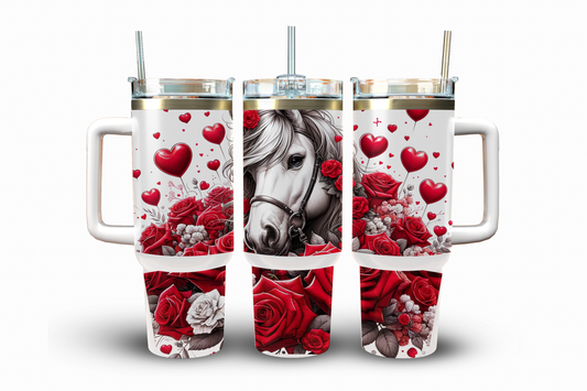 Valentine's Day Horse Sublimation Transfer, 40 oz.