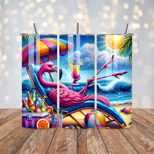 Flamingo at the Beach Sublimation Transfer