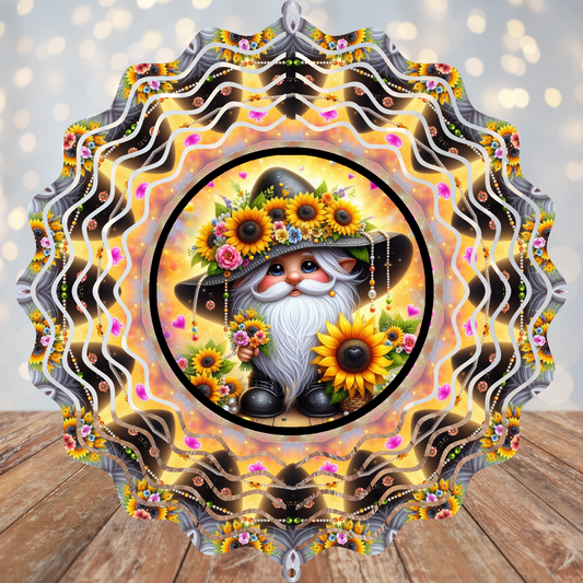 Gnome Sunflower Wind Spinner