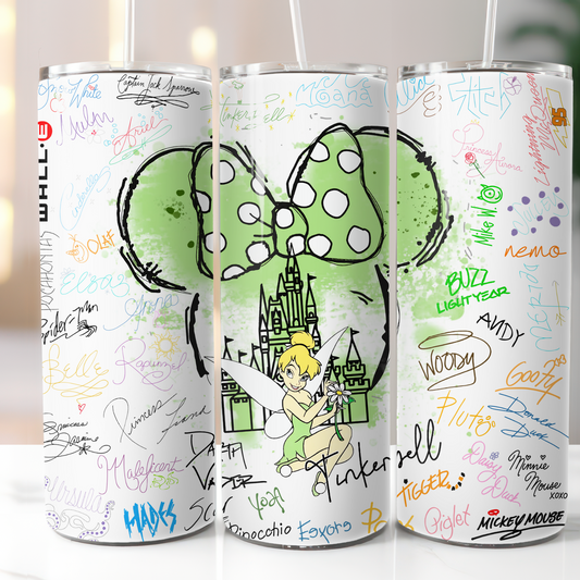 Disney Tinkerbell Autograph, Sublimation, Ready to Print, Ready To Press, Print Out Transfer, 20 oz, Skinny Tumbler Transfer, NOT A DIGITAL