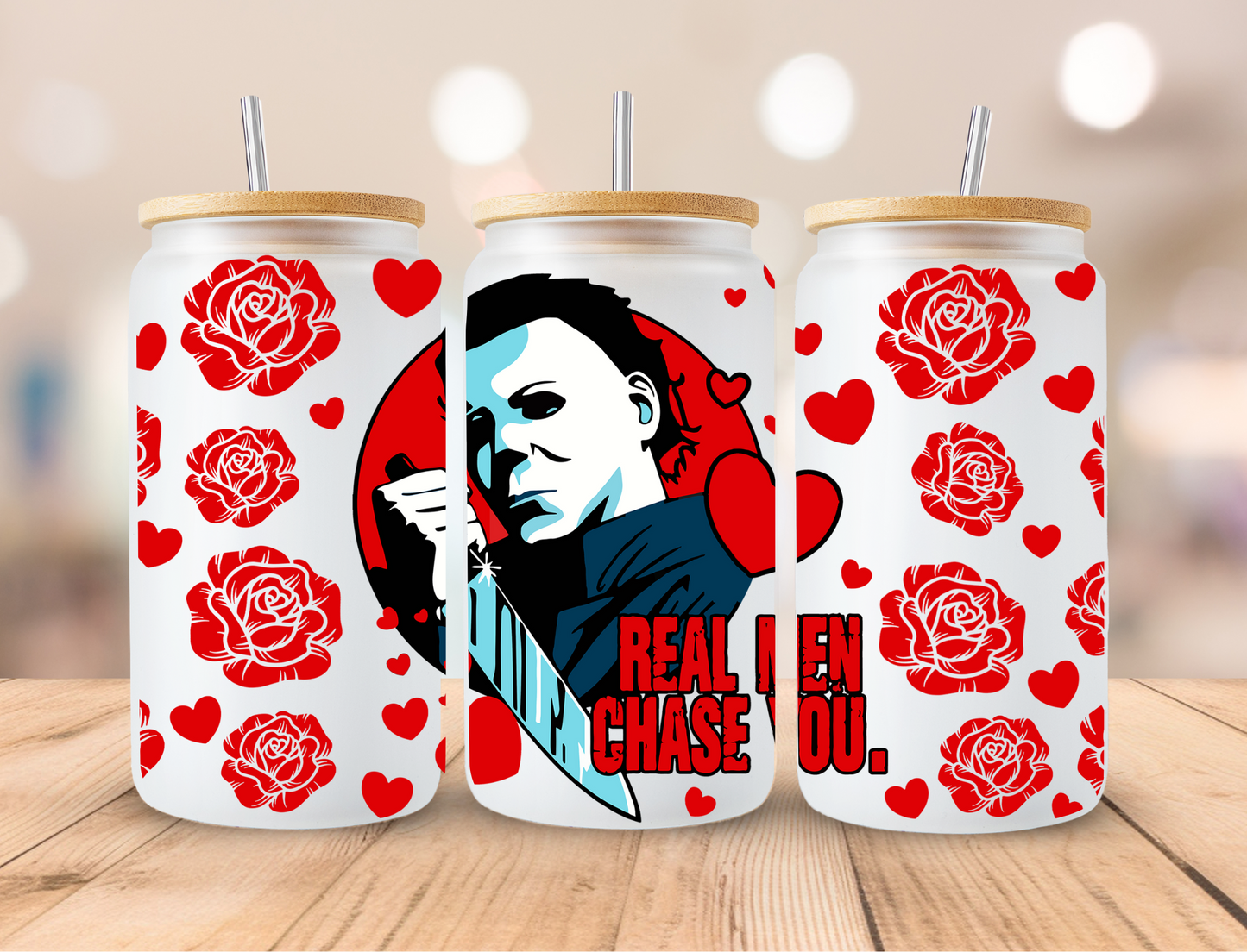 Horror Valentine, Sublimation, Ready to Print, Ready To Press, Print Out Transfer, 16 oz Libbey Glass Transfer, NOT A DIGITAL